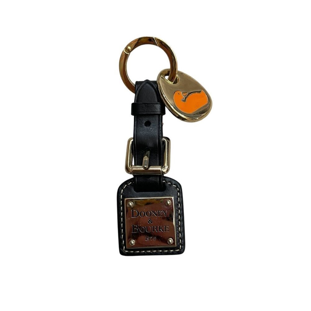 Dooney & Bourke Black Leather Luggage tag with Duck Keychain Purse Charm